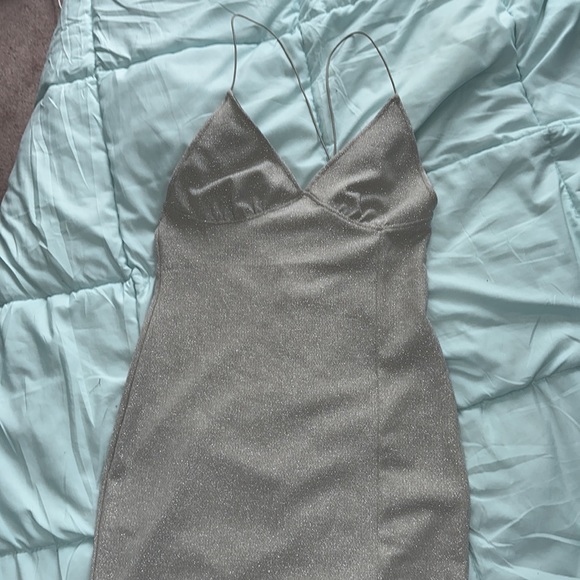 Silver Sparkly Divided Mini Dress - Picture 6 of 8